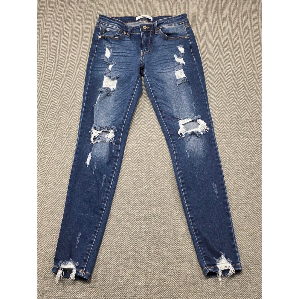 KanCan Womens Jeans Blue Distressed Skinny‎ Cut KC5055KD Size 3 25